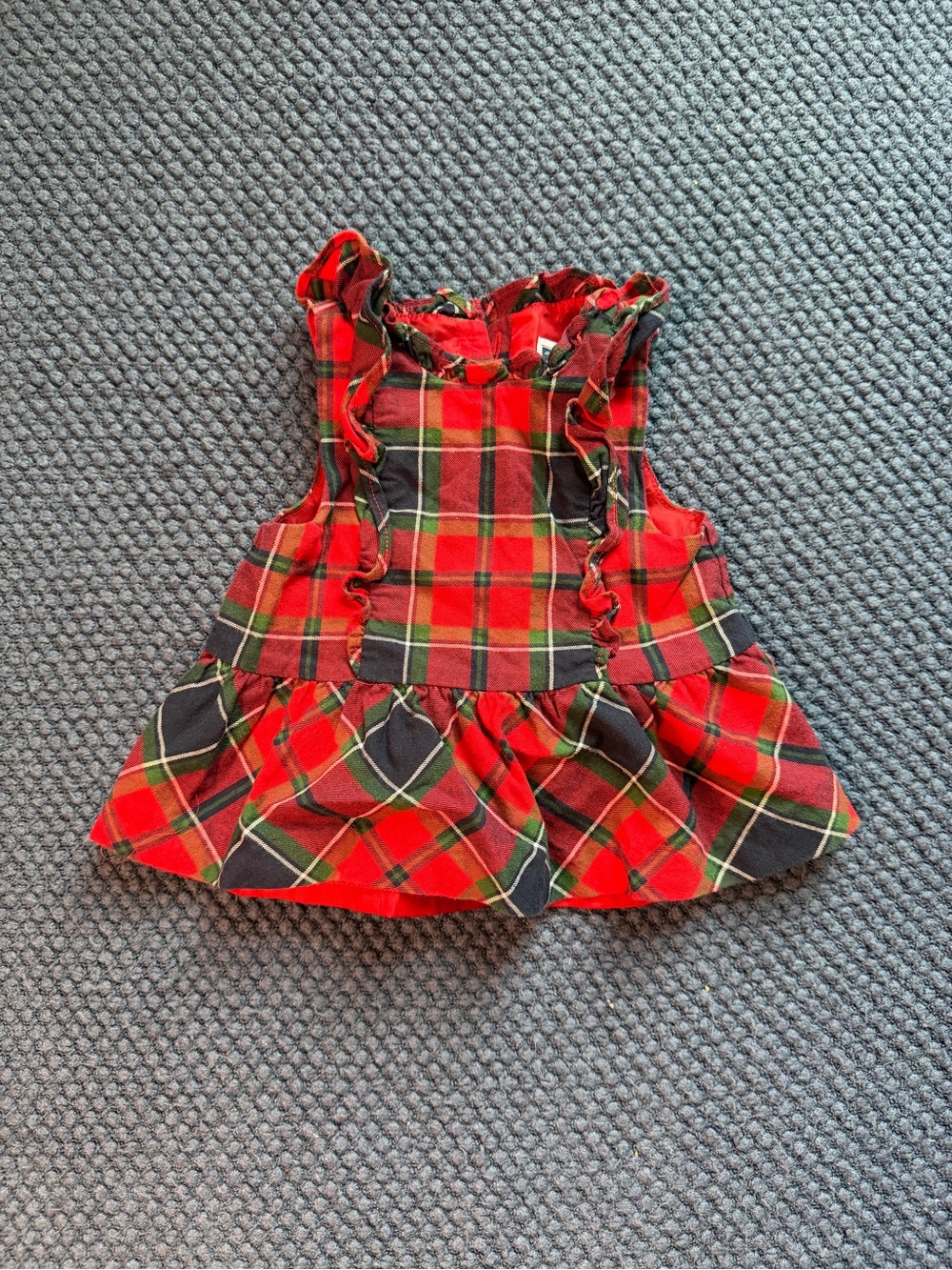 Janie and Jack Red Plaid Ruffle Hem Dress